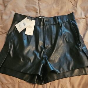 7 For All Mankind Black Leather Women's Shorts
